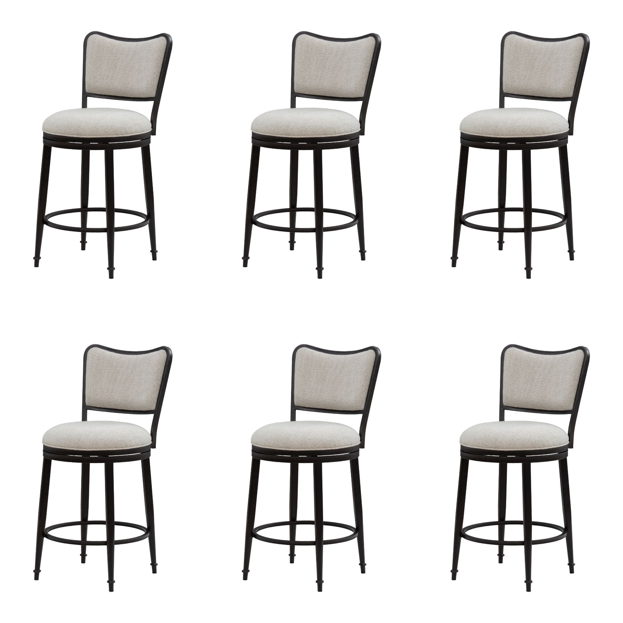 Baxter - Steel Frame Fabric Upholstered Swivel Counter Height Barstool