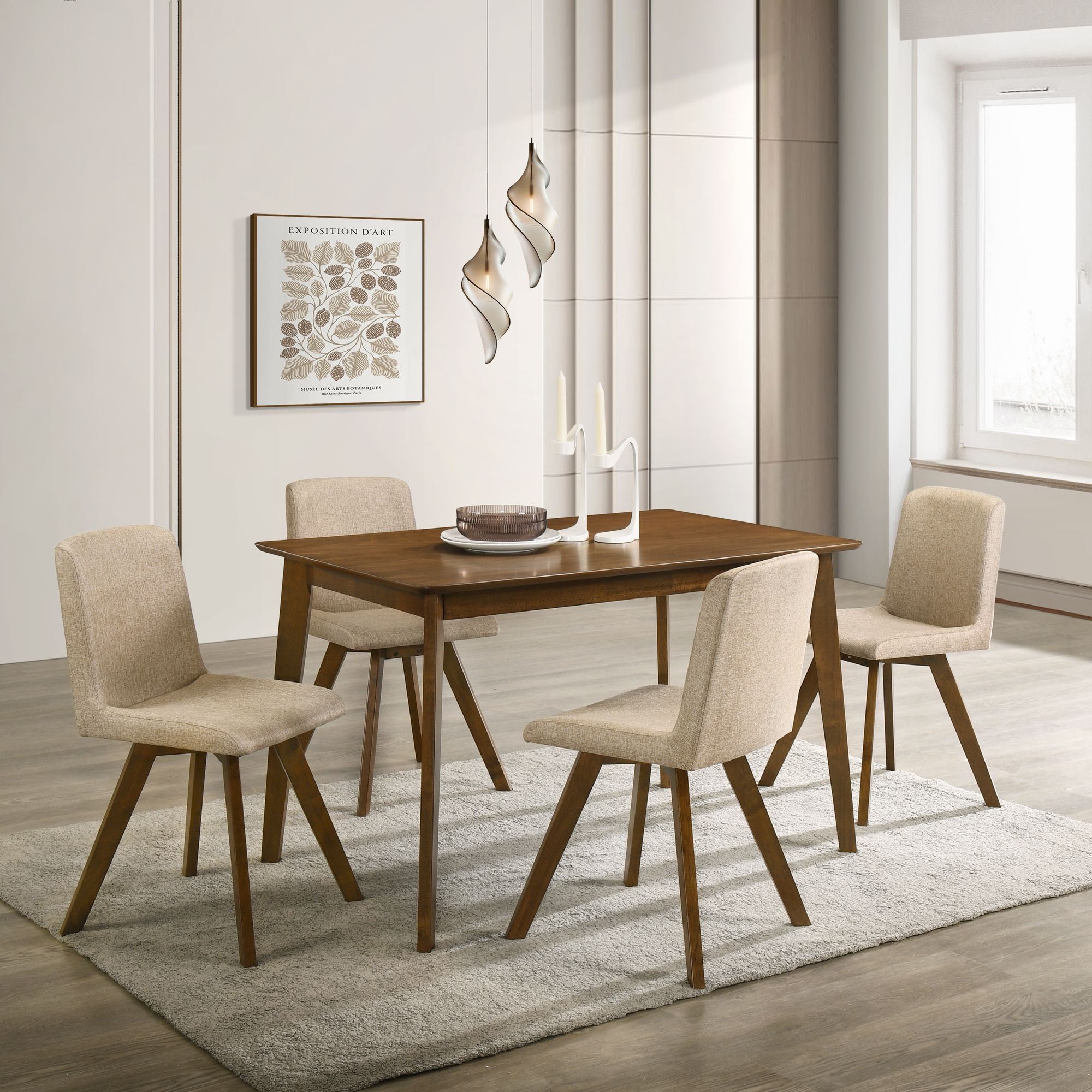 Gina - 5-Piece Rectangular Dining Set With Upholstered Chairs