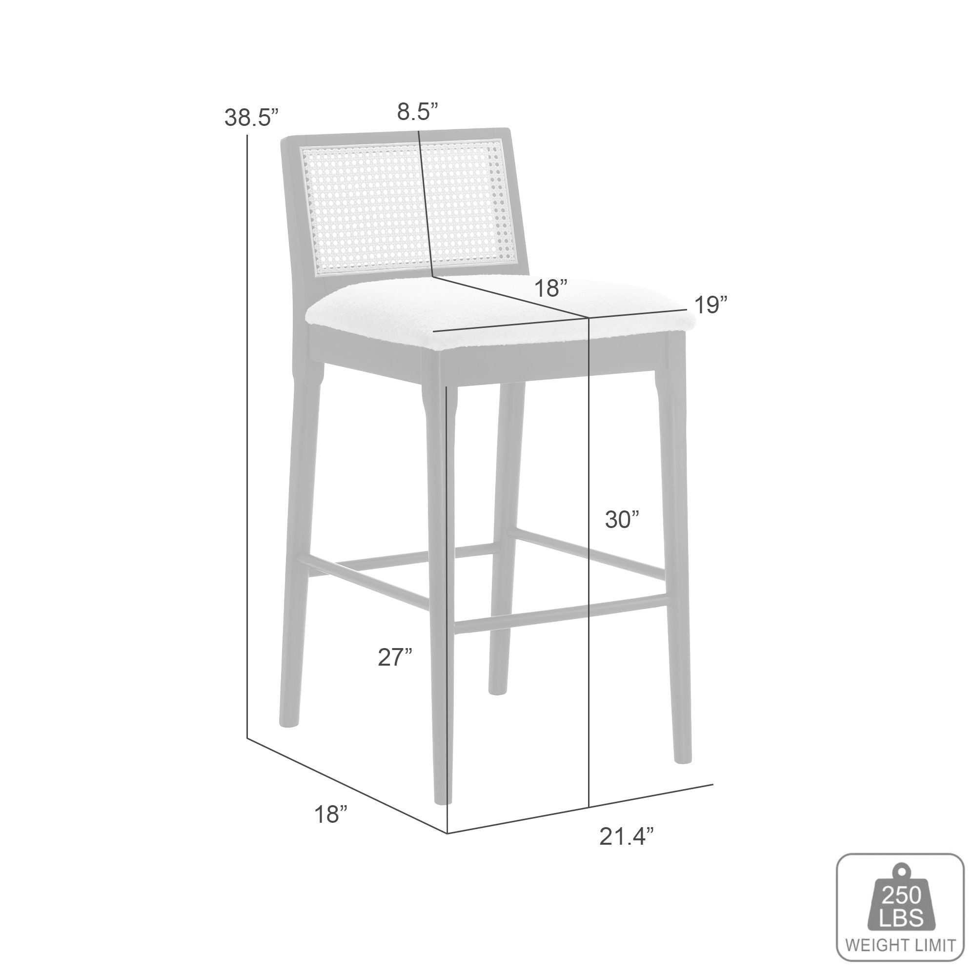 Tobias - Coastal Modern Wood Bar Height Kitchen Bar Stool