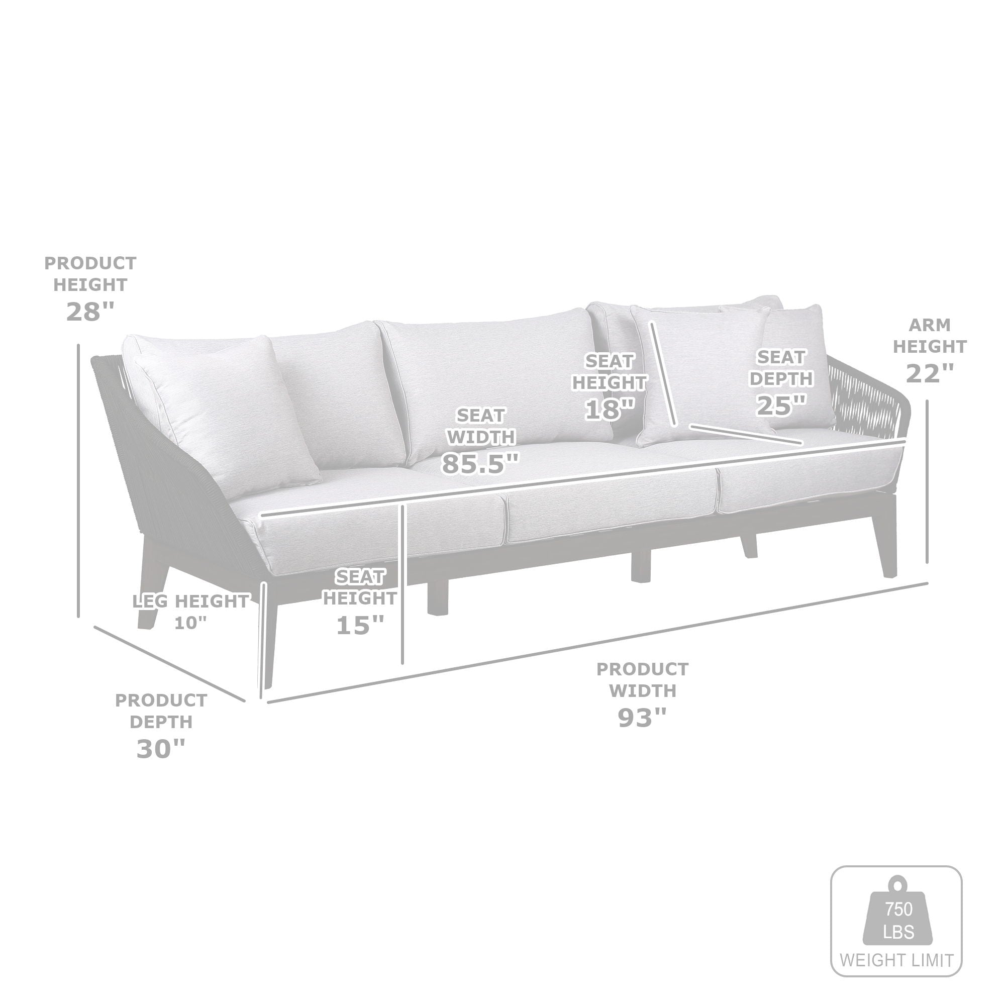 Athos - Indoor / Outdoor 3 Seater Sofa