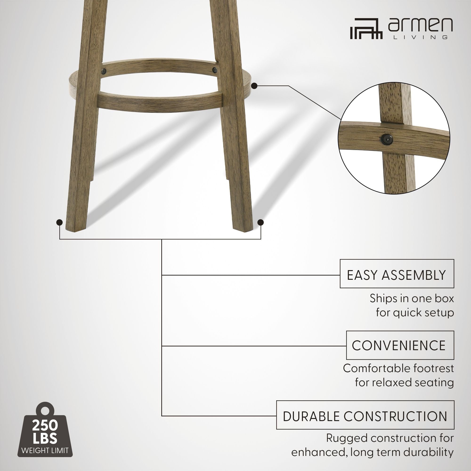 Isla - 26" Putty Brown Counter Height Rubberwood Swivel Barstool