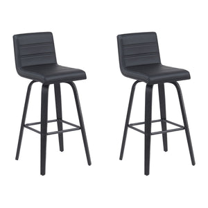 Vienna - Modern Swivel Bar Height Stool - Black Brushed Wood Frame