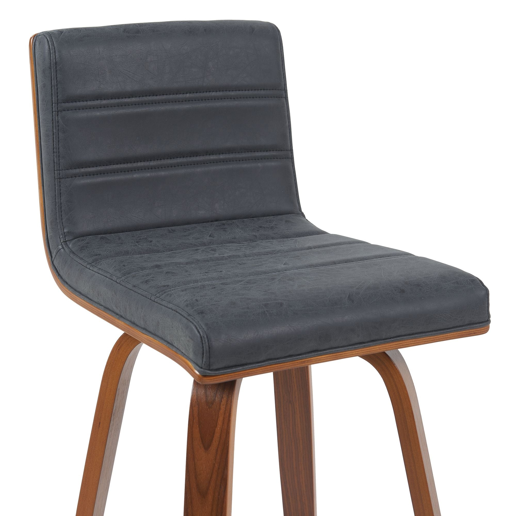 Vienna - Modern Swivel Bar Height Stool - Walnut Finished Wood Frame