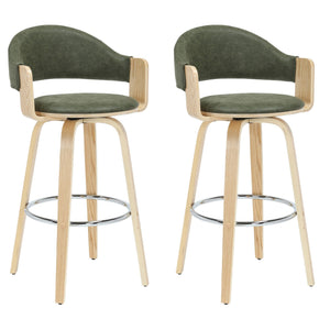 Daxton - Swivel Bar Height Round Back Wood Bar Stool With Faux Leather Seat