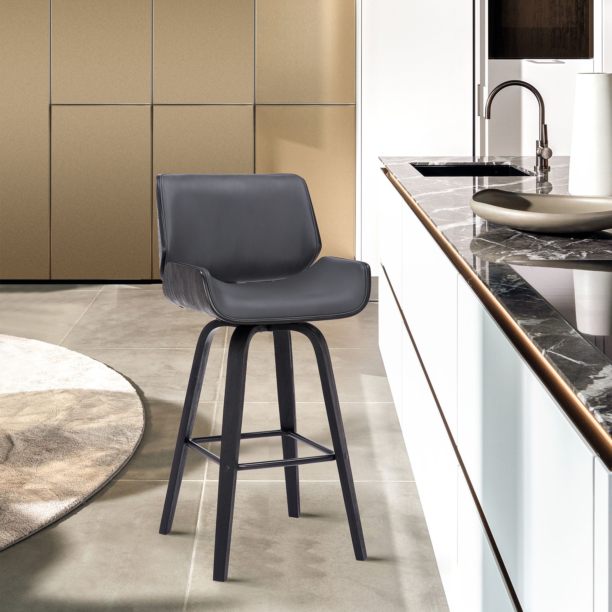 Tyler - 30" Bar Height Swivel Bar Stool With Black Frame