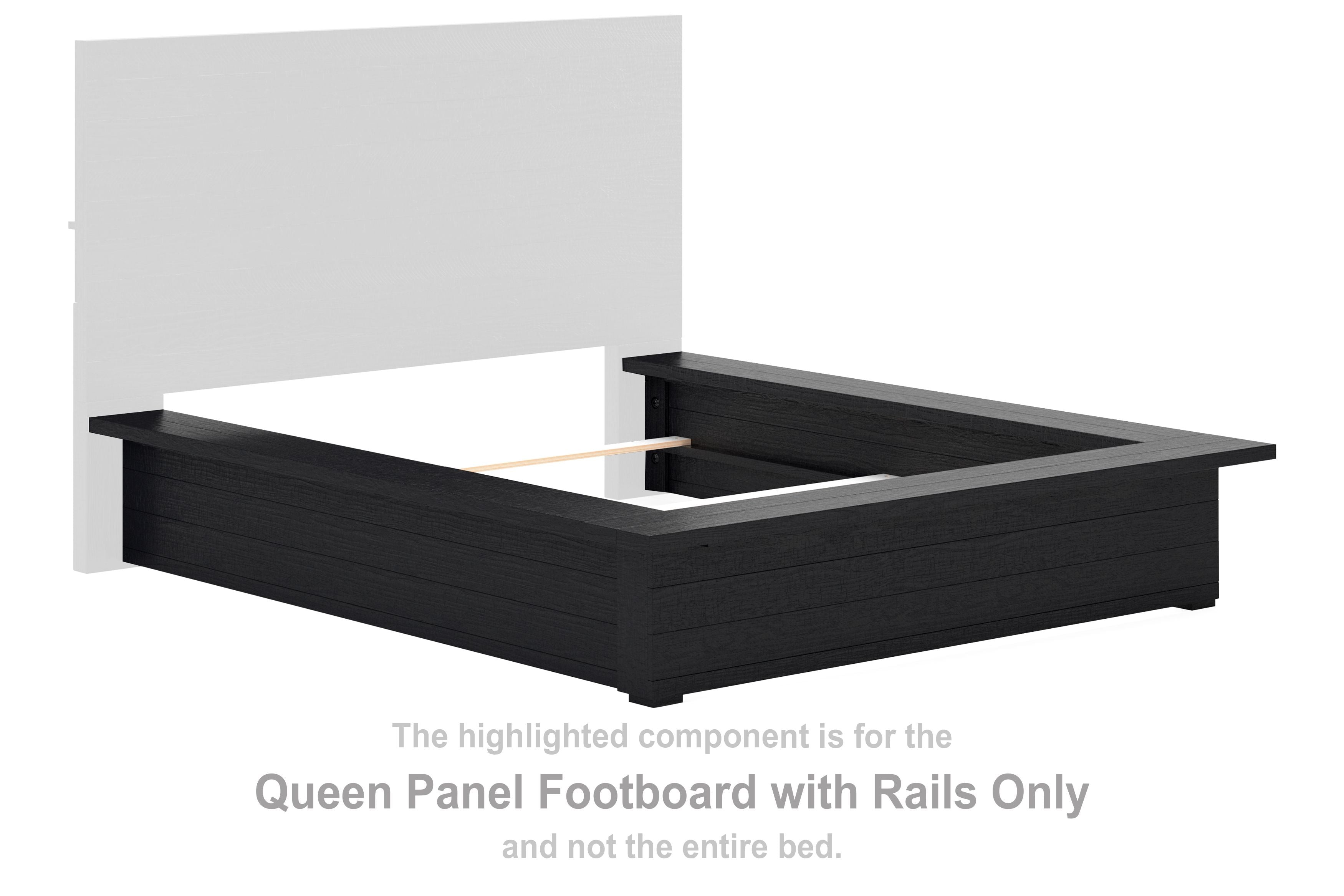 Londer - Queen Panel Footboard W/Rails - Black