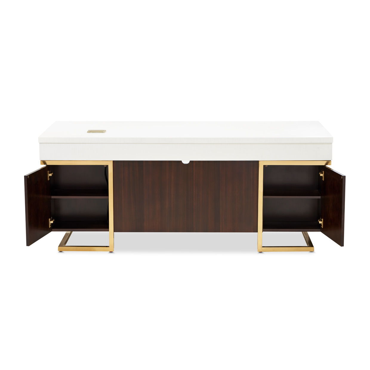 Belmont Place - Desk - White / Dark Brown