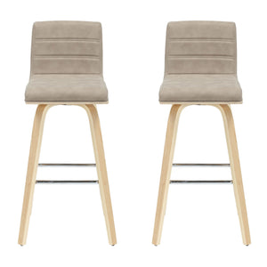 Vienna - 39.5" Swivel Bar Height Square Back Wood Bar Stool With Faux Leather Seat