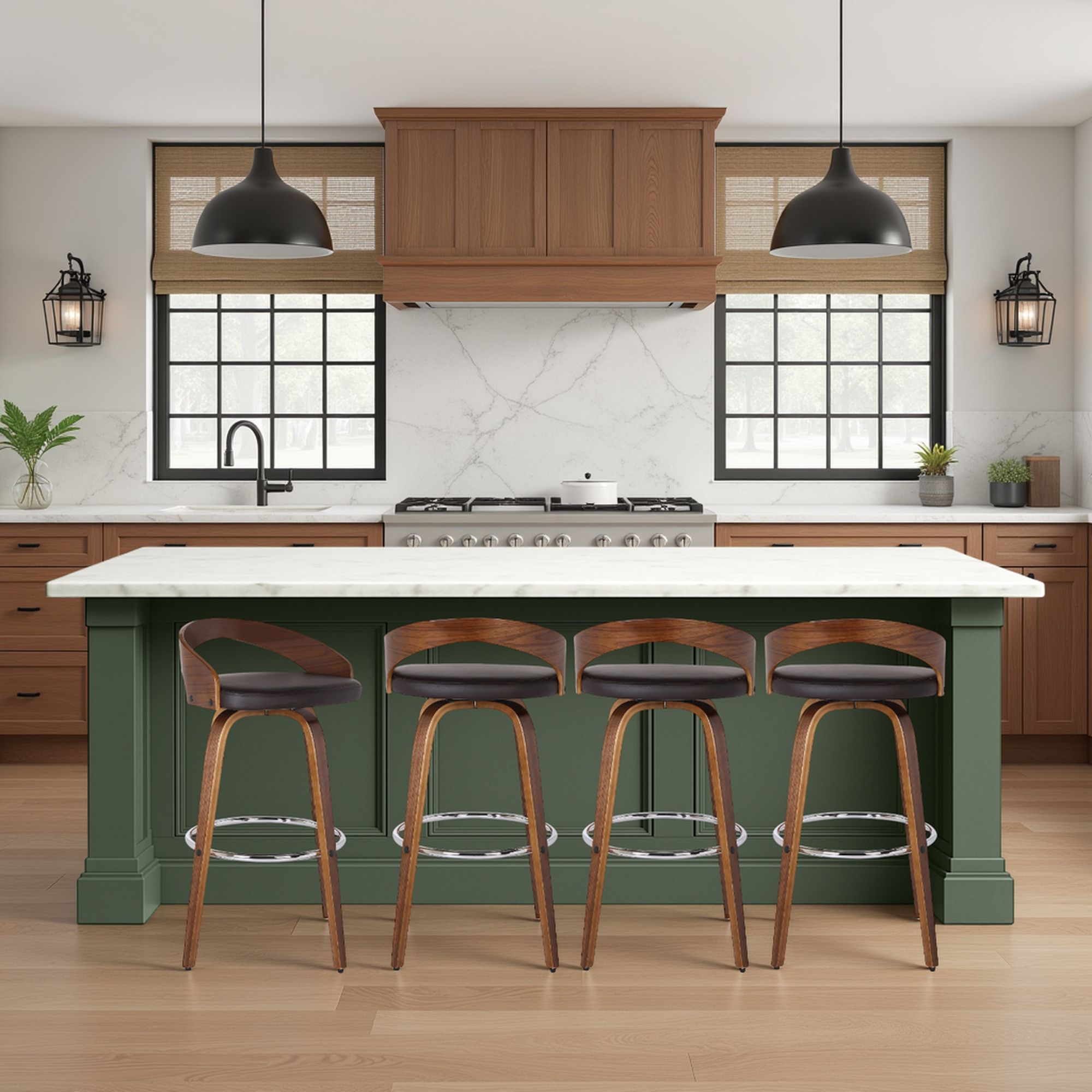 Sonia - 26" Counter Height Swivel Bar Stool - Walnut Wood