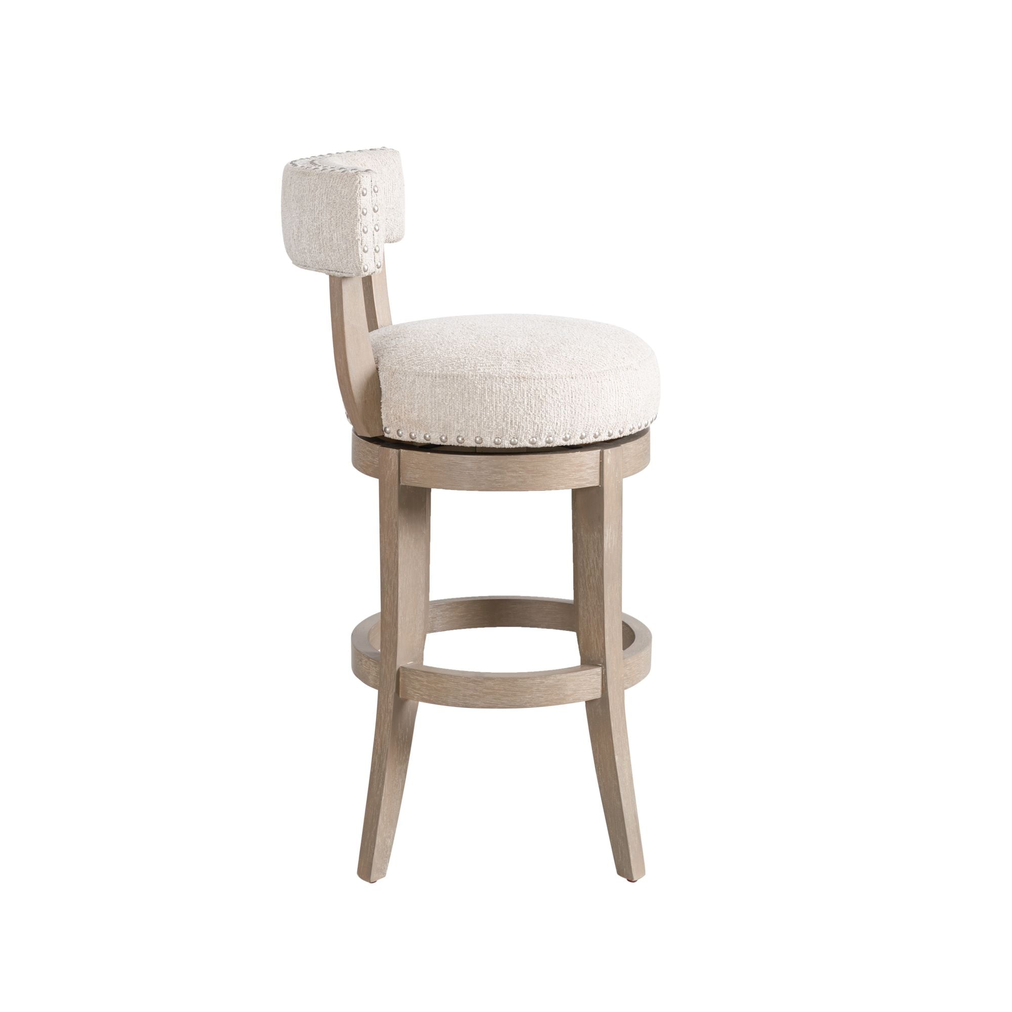 Mystic - Solid Wood Upholstered 30" Bar Height Swivel Barstool