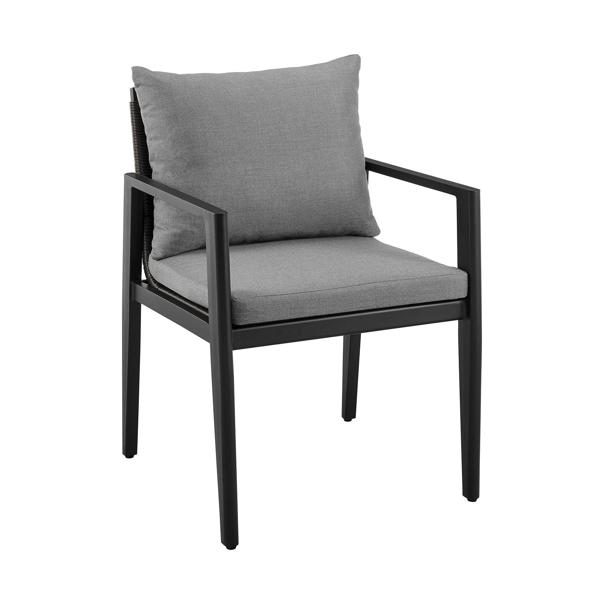 Cayman - Outdoor Patio Dining Chairs With Arms In Aluminum With Gray Cushions - (Set Of 2)