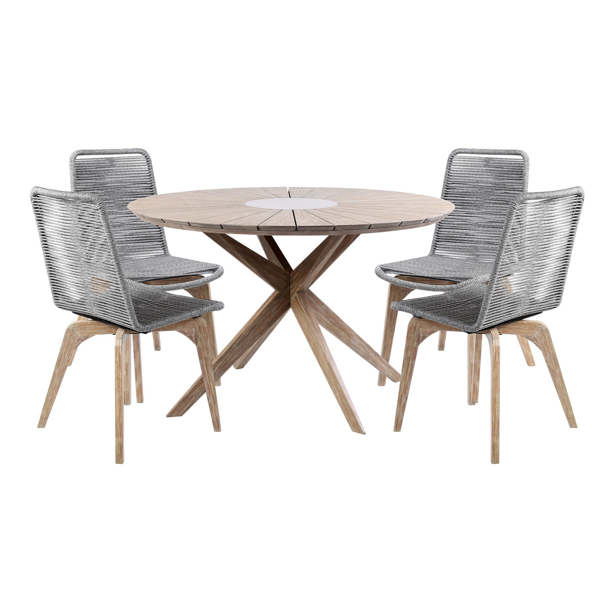 Oasis And Island - Outdoor 5 Piece Dining Set - Light Eucalyptus