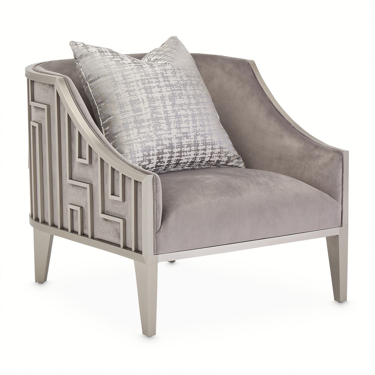 Roxbury Park - Velvet Accent Chair - Gray Pearl / Stainless Steel