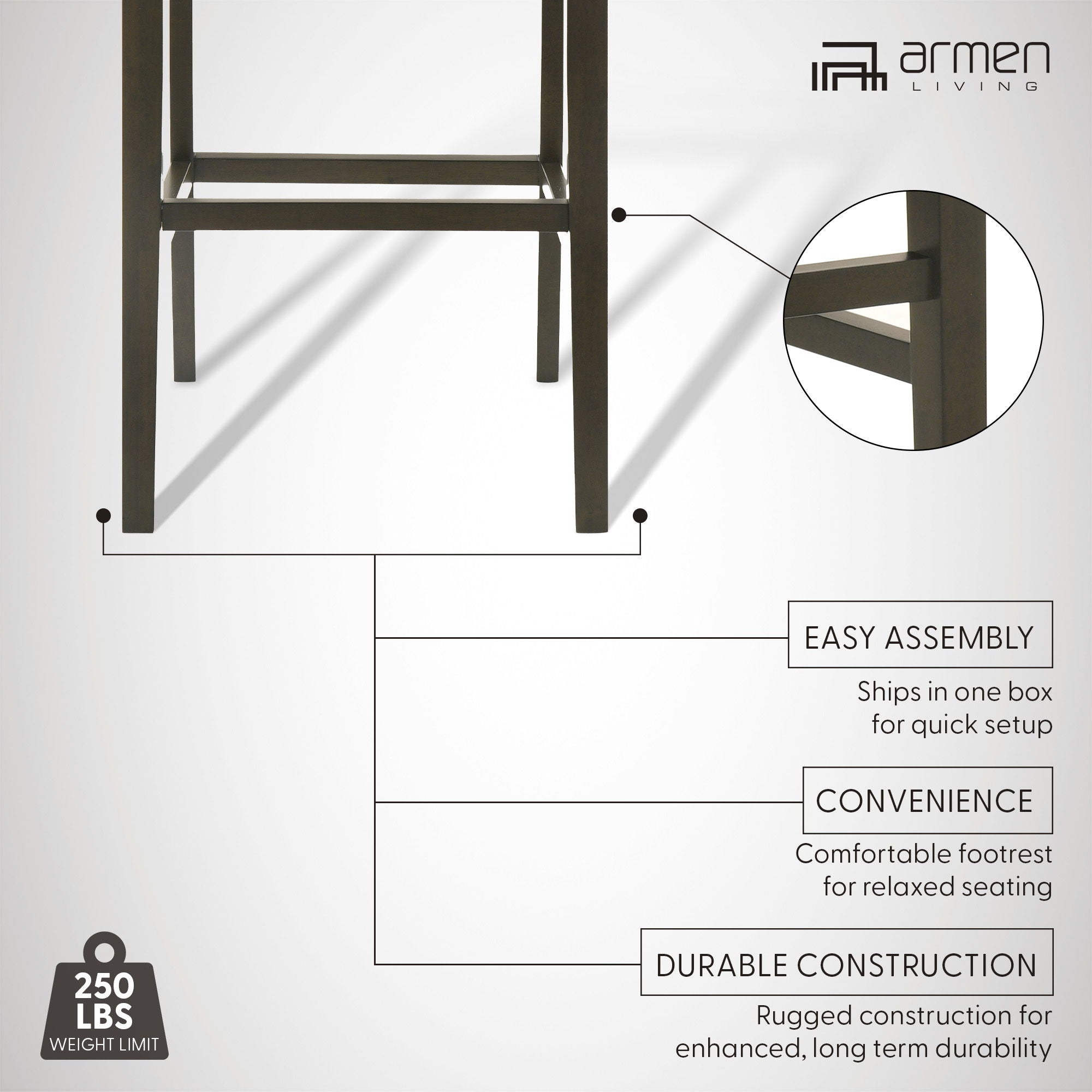 Nolan - 26" Counter Height Rubberwood Barstool