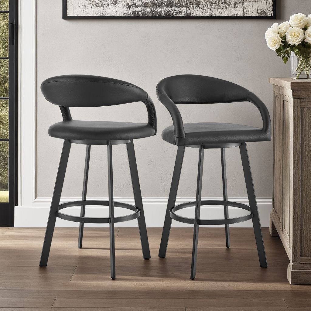 Ramona - 26" Swivel Counter Stool - Matte Black / Black
