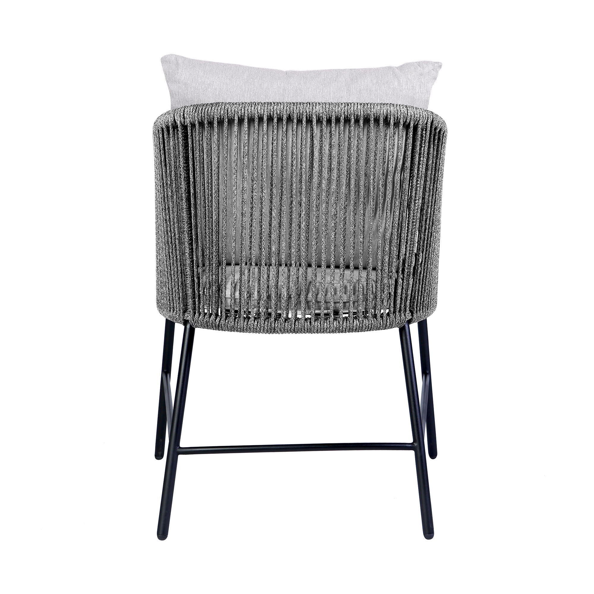 Calica - Outdoor Patio Dining Chair - Black Metal And Gray Rope