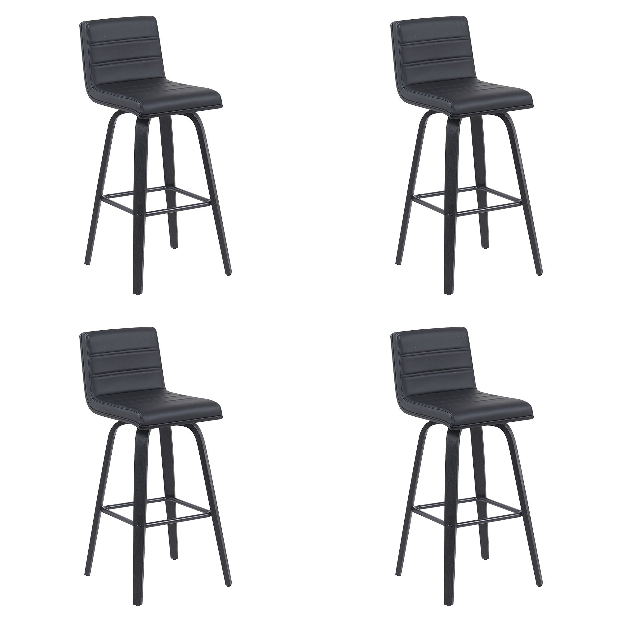 Vienna - Modern Swivel Bar Height Stool - Black Brushed Wood Frame