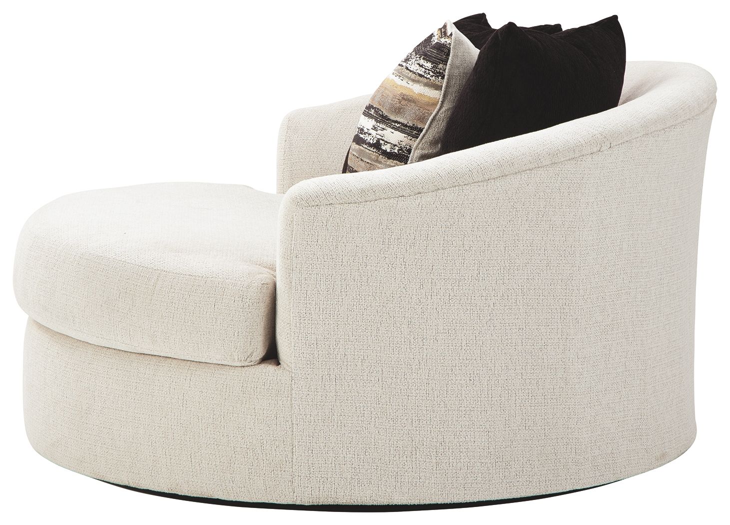 Cambri - Oversized Round Swivel Chair - Snow