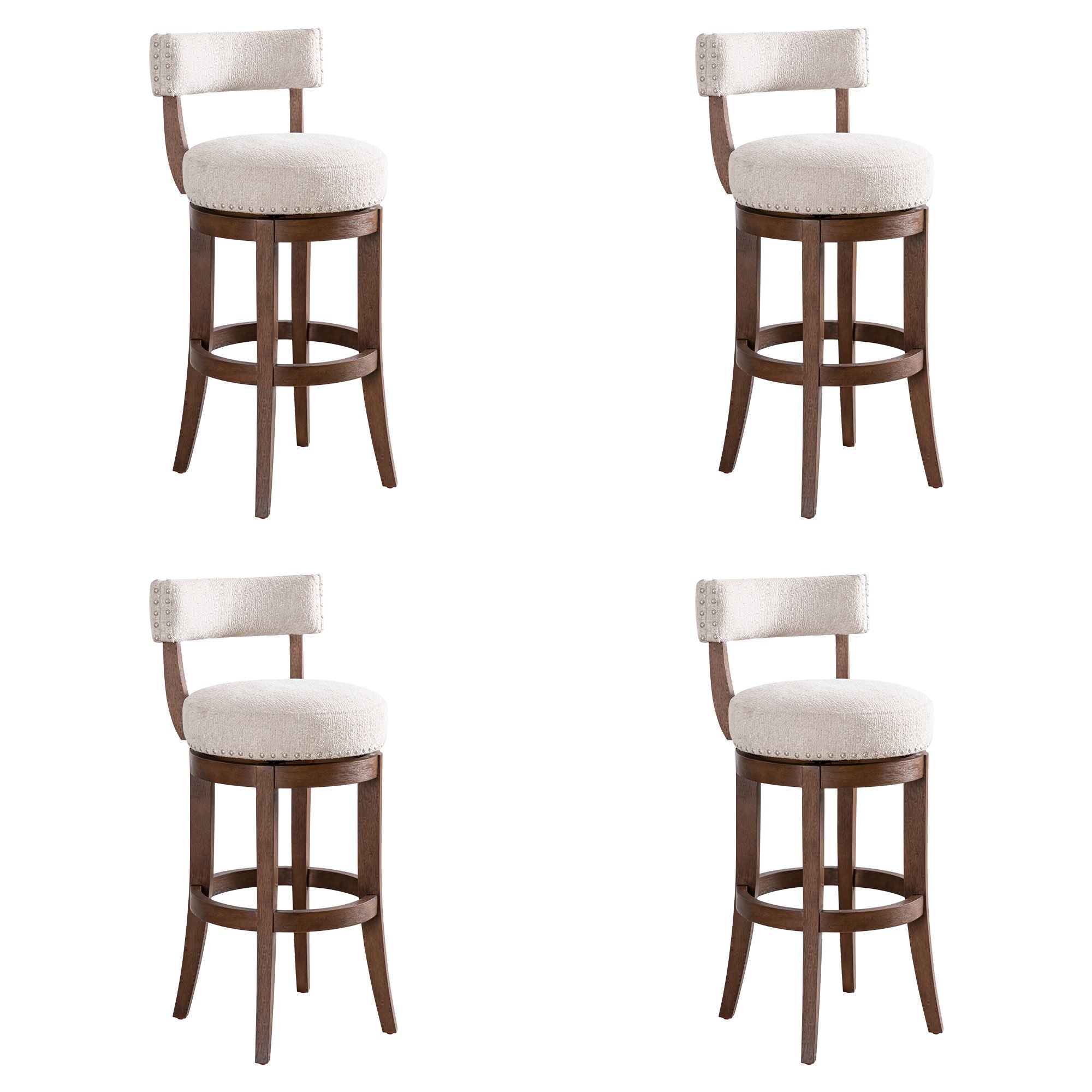 Mystic - Solid Wood Upholstered 30" Bar Height Swivel Barstool