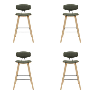 Fox - Bar Height Curved Back Wood Bar Stool With Faux Leather Seat
