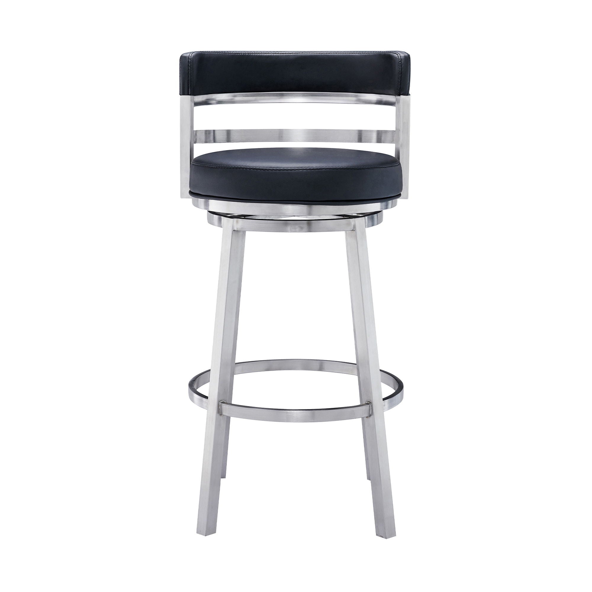 Titana - Swivel Faux Leather And Brushed Stainless Steel Bar Stool