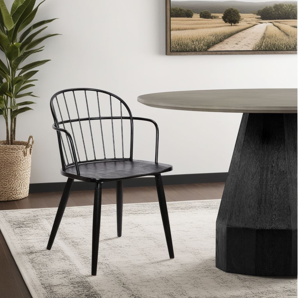 Bradley - Steel Framed Side Chair - Black Powder / Black Brushed