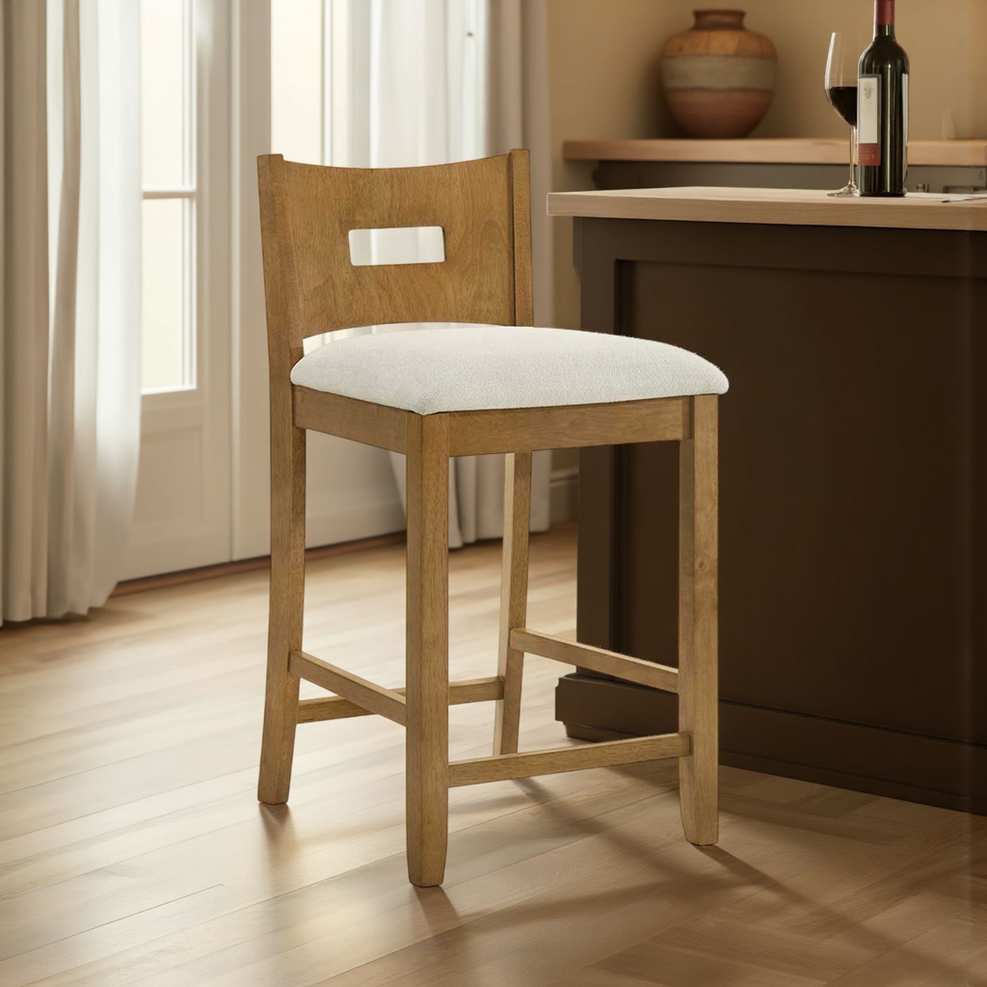 Ren - 30" Bar Height Rubberwood Barstool