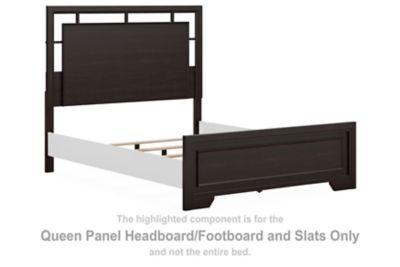 Covetown - Queen Panel Headboard/Footboard and Slats - Dark Brown
