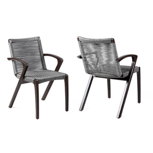 Nabila - Outdoor Wood And Rope Dining Chairs (Set of 2)
