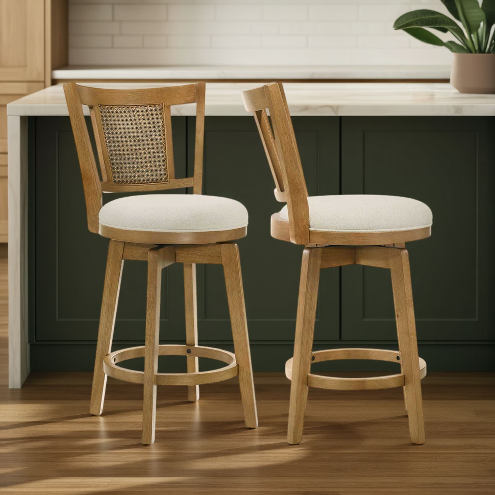 Isla - 26" Amber Glow Counter Height Rubberwood Swivel Barstool