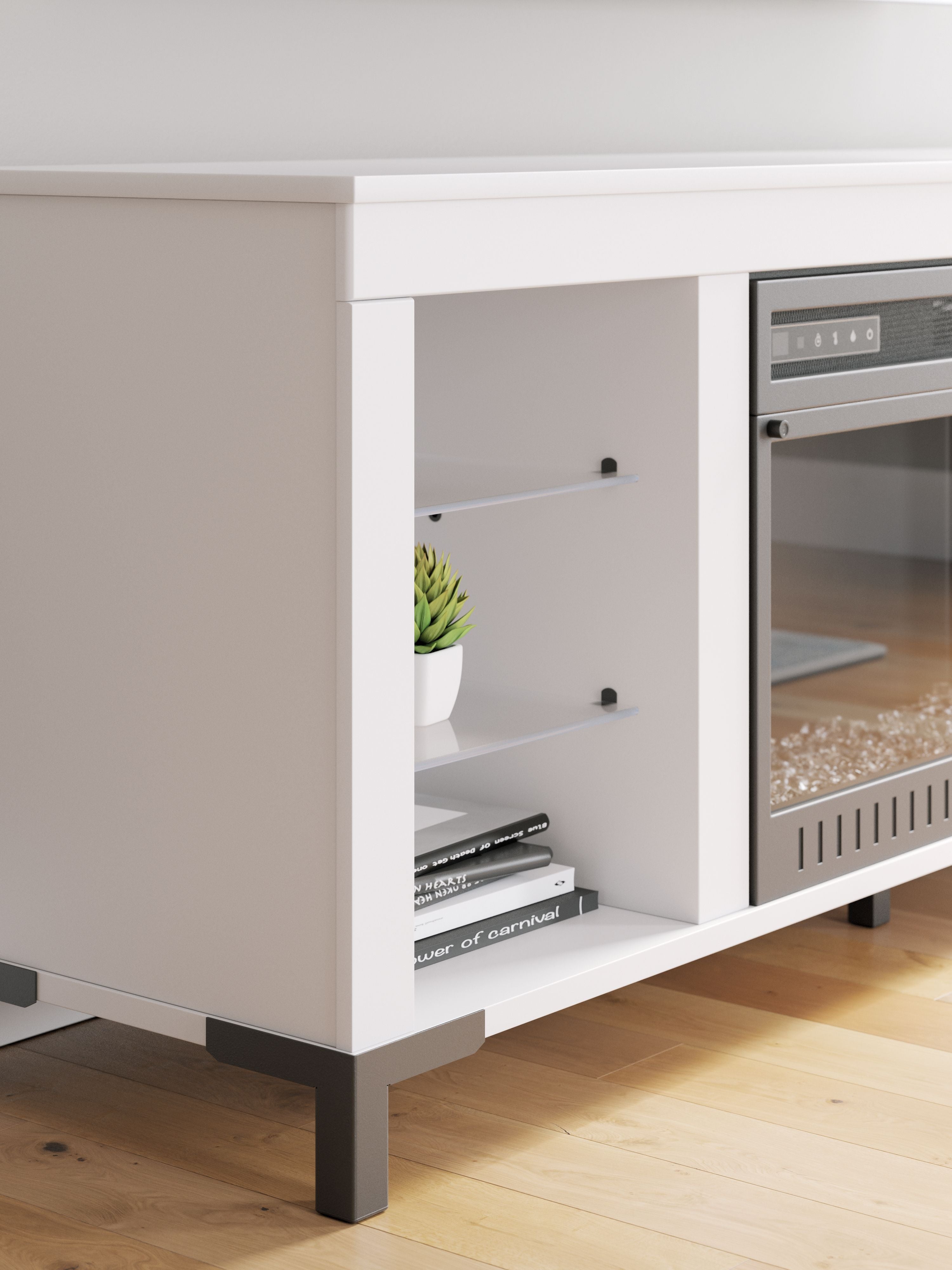 Brollevi - TV Stand With Fireplace - White