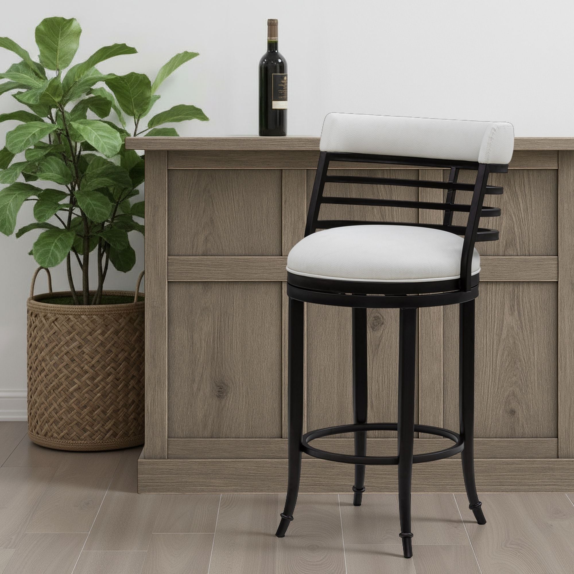Telia - Upholstered Swivel Bar Height Barstool