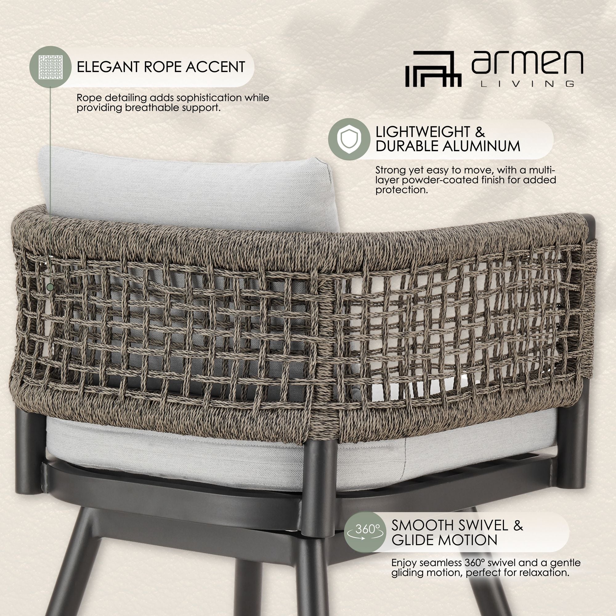 Alegria - Outdoor Patio Swivel Bar Stool