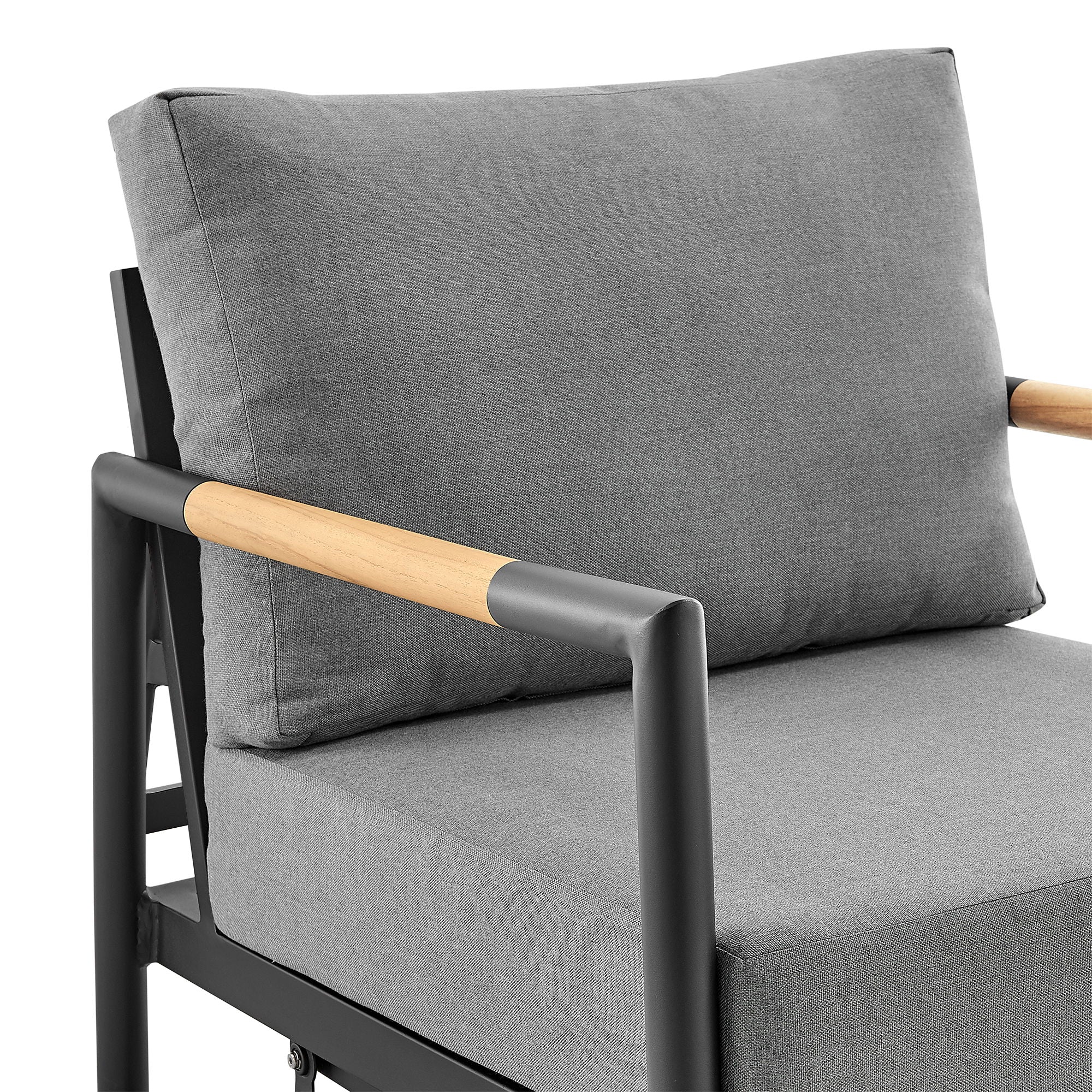 Royal - Outdoor Patio Swivel Glider Lounge Chair - Black Aluminum And Teak Wood With Cushions