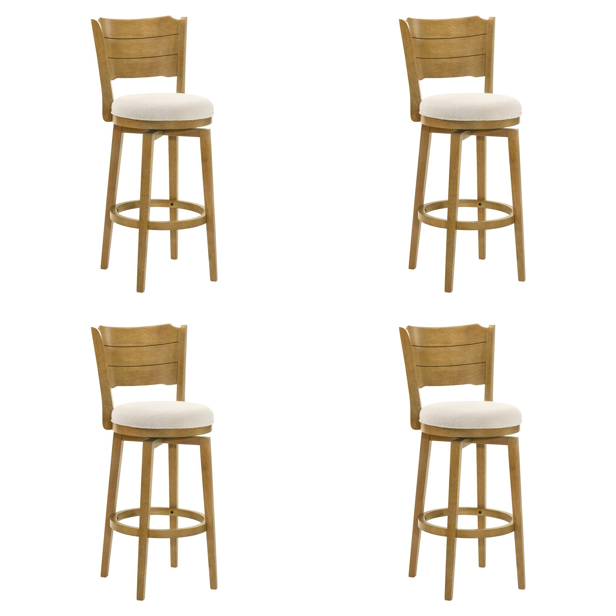 Winsley - Coastal Modern Swivel Wood Bar Height Kitchen Bar Stool