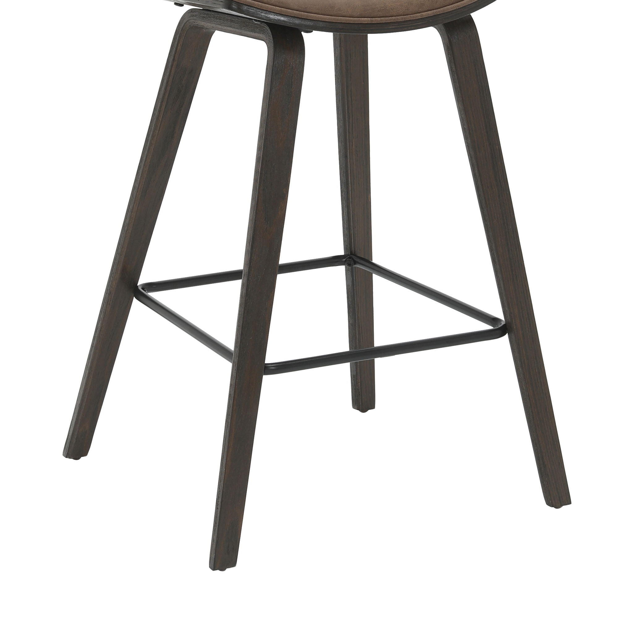 Fox - Counter Height Curved Back Wood Bar Stool With Faux Leather Seat