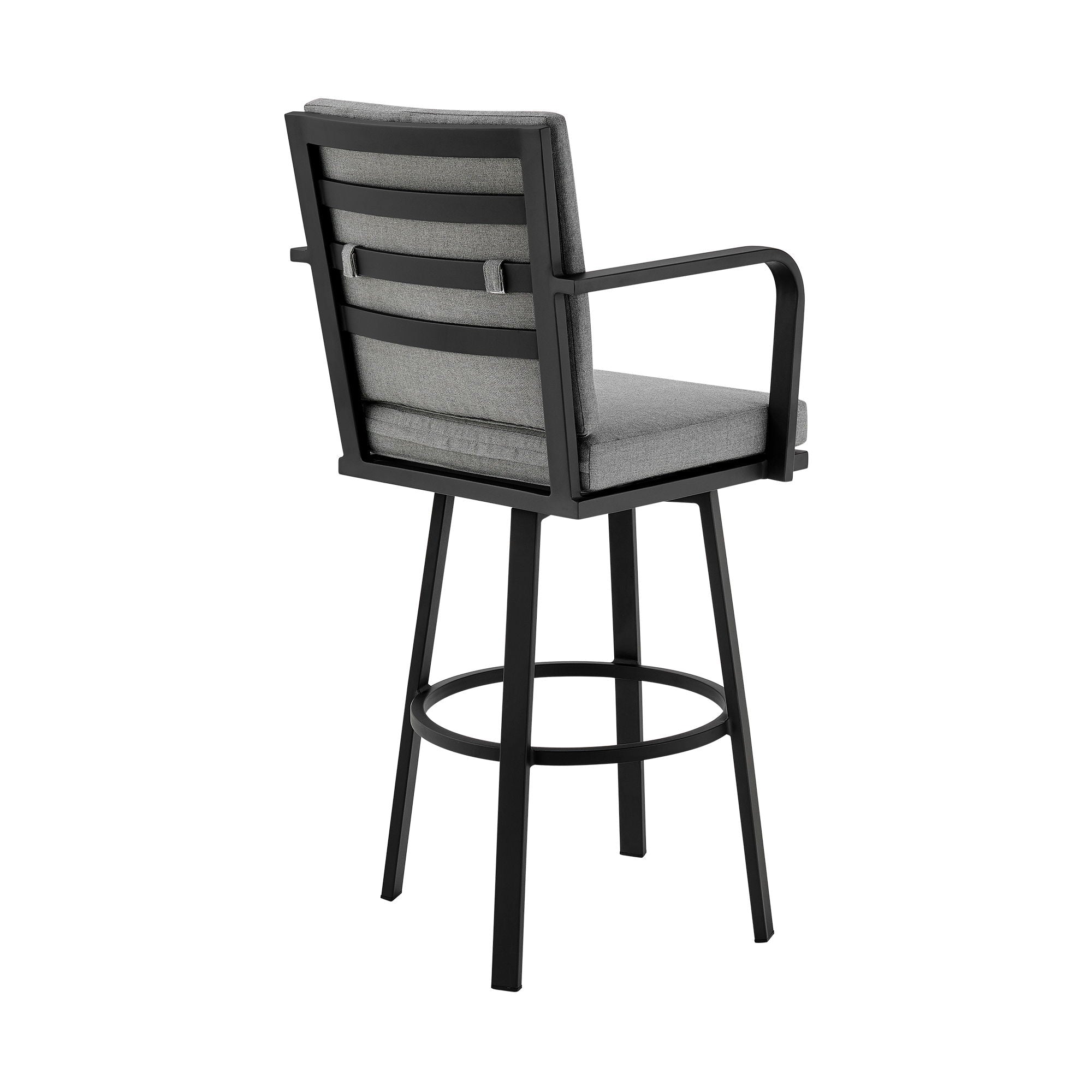 Arnauld - 30" Outdoor Patio Bar Stool With Cushions - Black / Gray