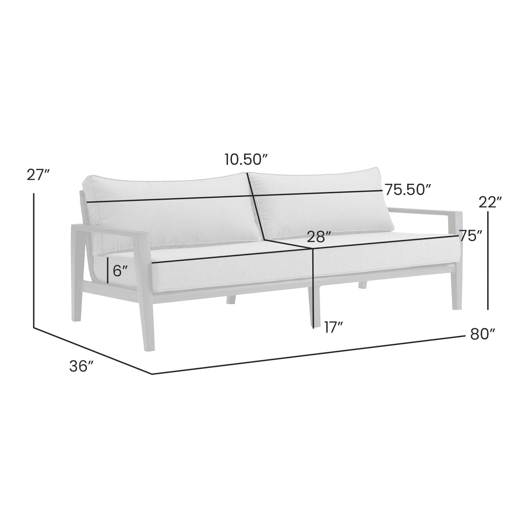 Cayman - Aluminum Outdoor Sofa - Black / Dark Gray