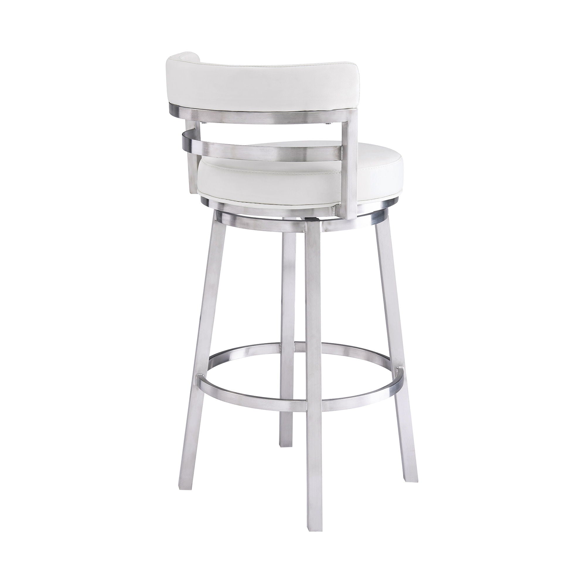 Titana - Swivel Faux Leather And Brushed Stainless Steel Bar Stool