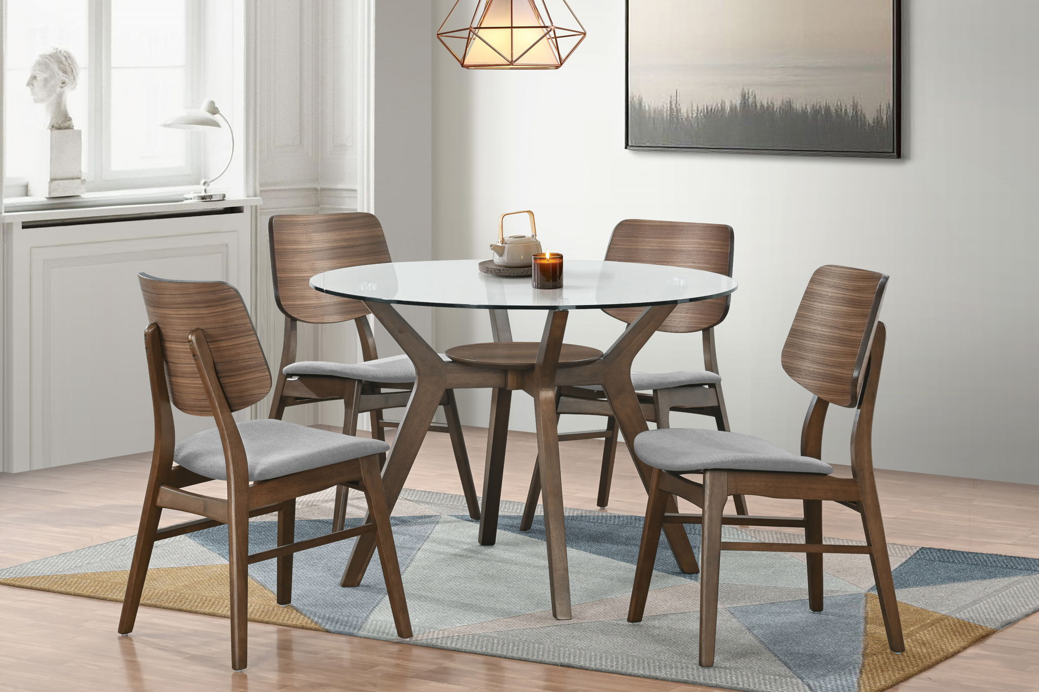 Oscar - Round Glass Dining Table Set