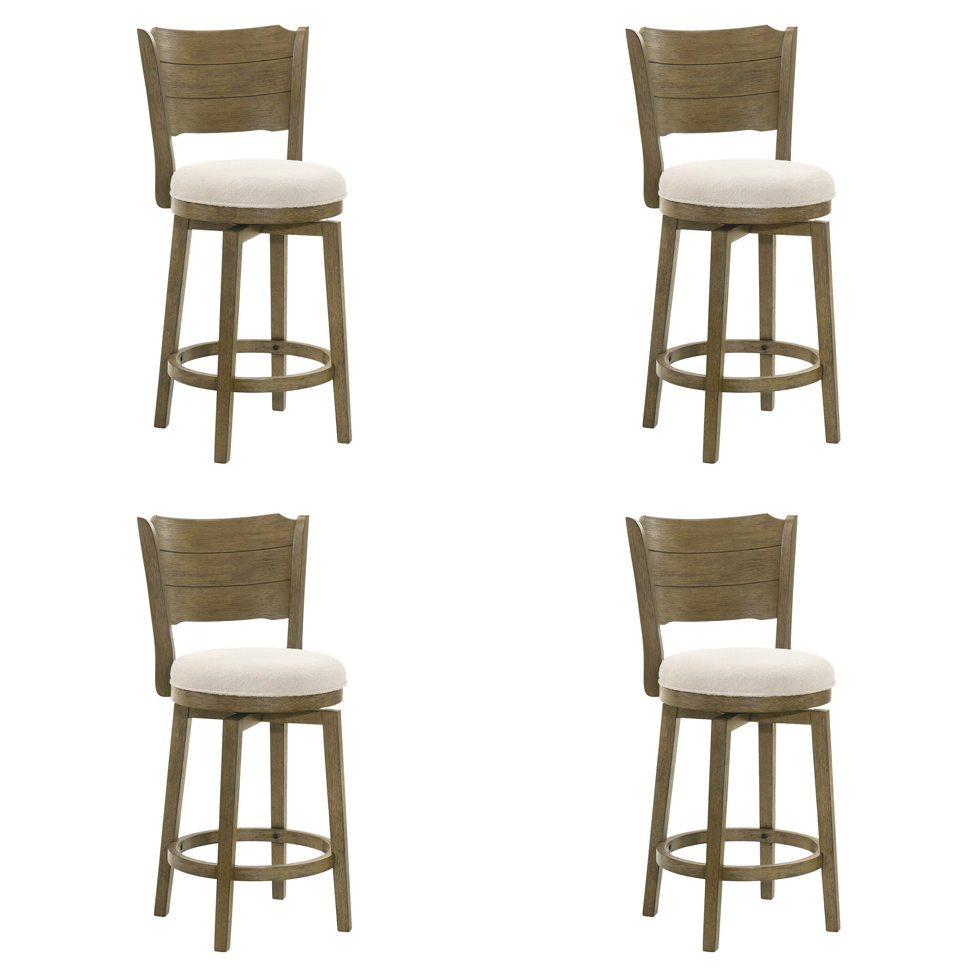 Winsley - Coastal Modern Swivel Wood Counter Height Kitchen Bar Stool