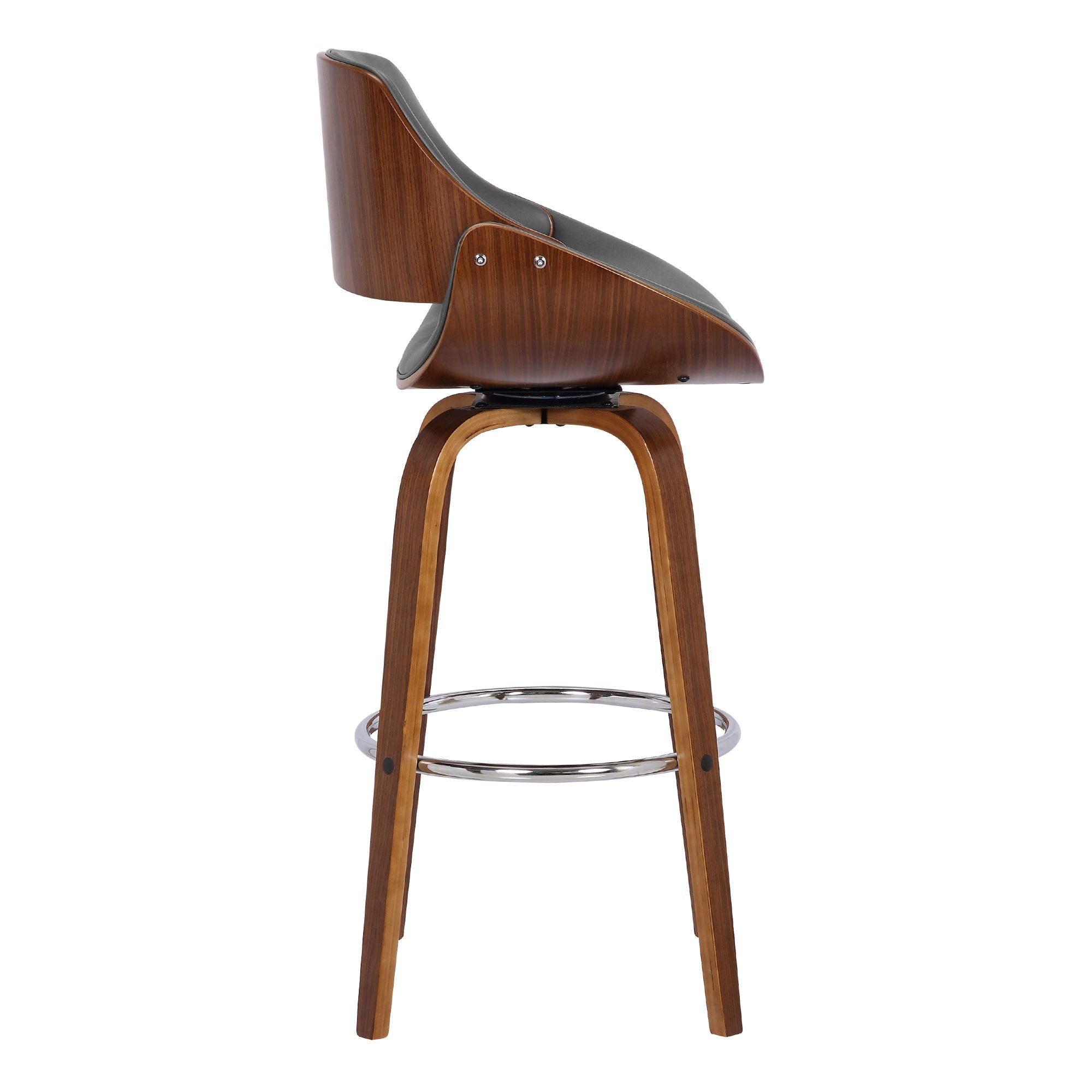 Mona - 26" Counter Height Swivel Bar Stool - Gray / Walnut