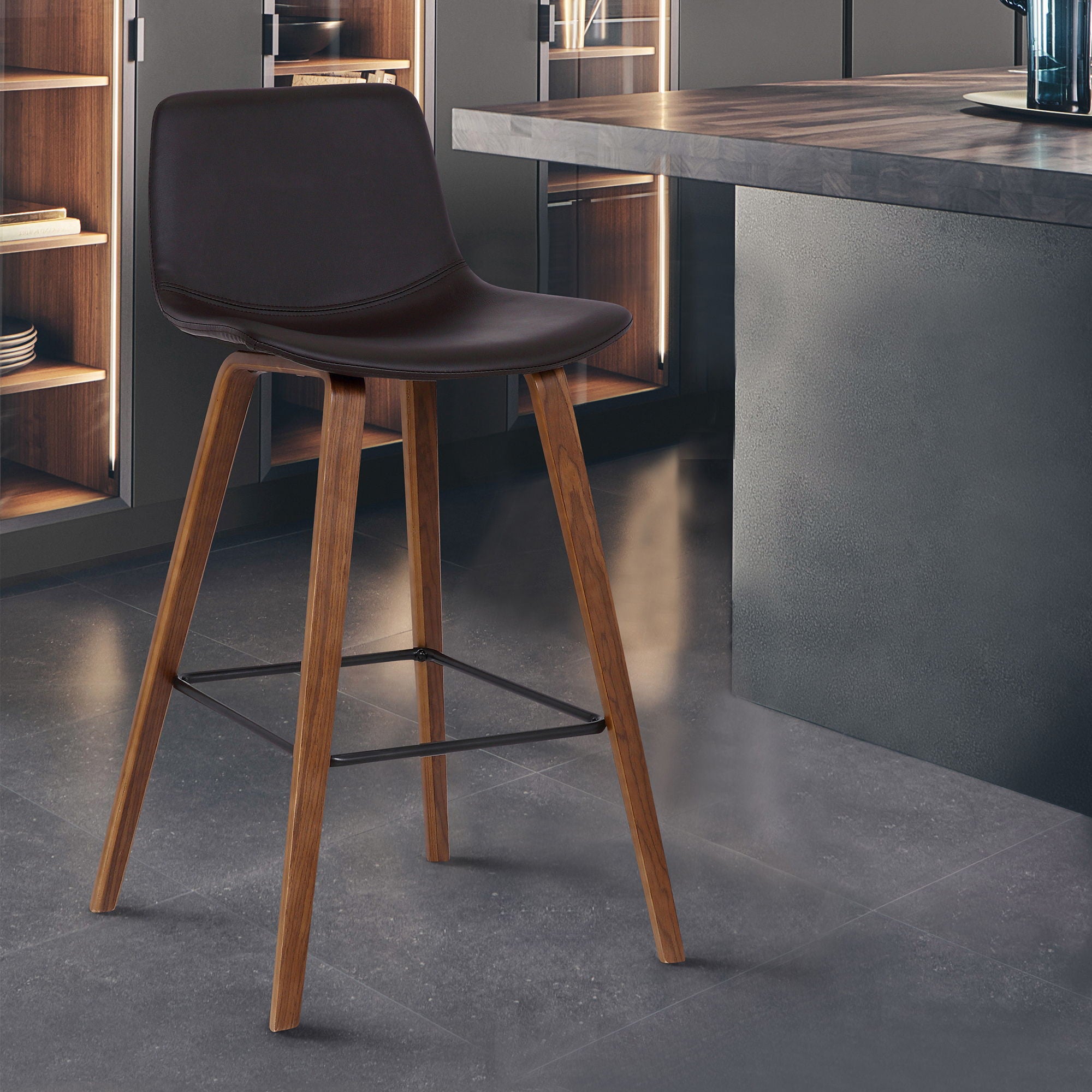 Maddie - 26" Contemporary Barstool - Walnut / Brown