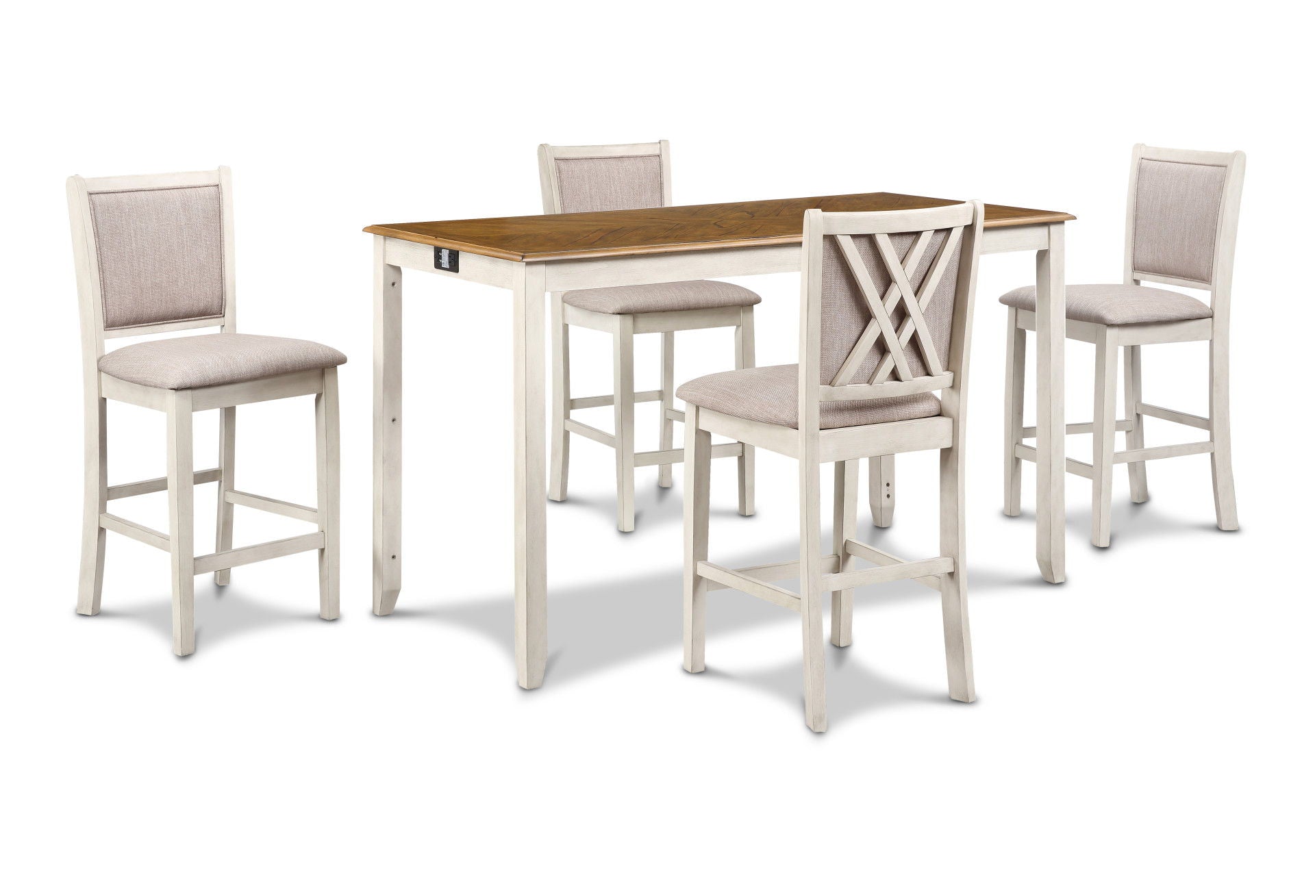 Amy - 60" Counter Table & Chairs With Storage