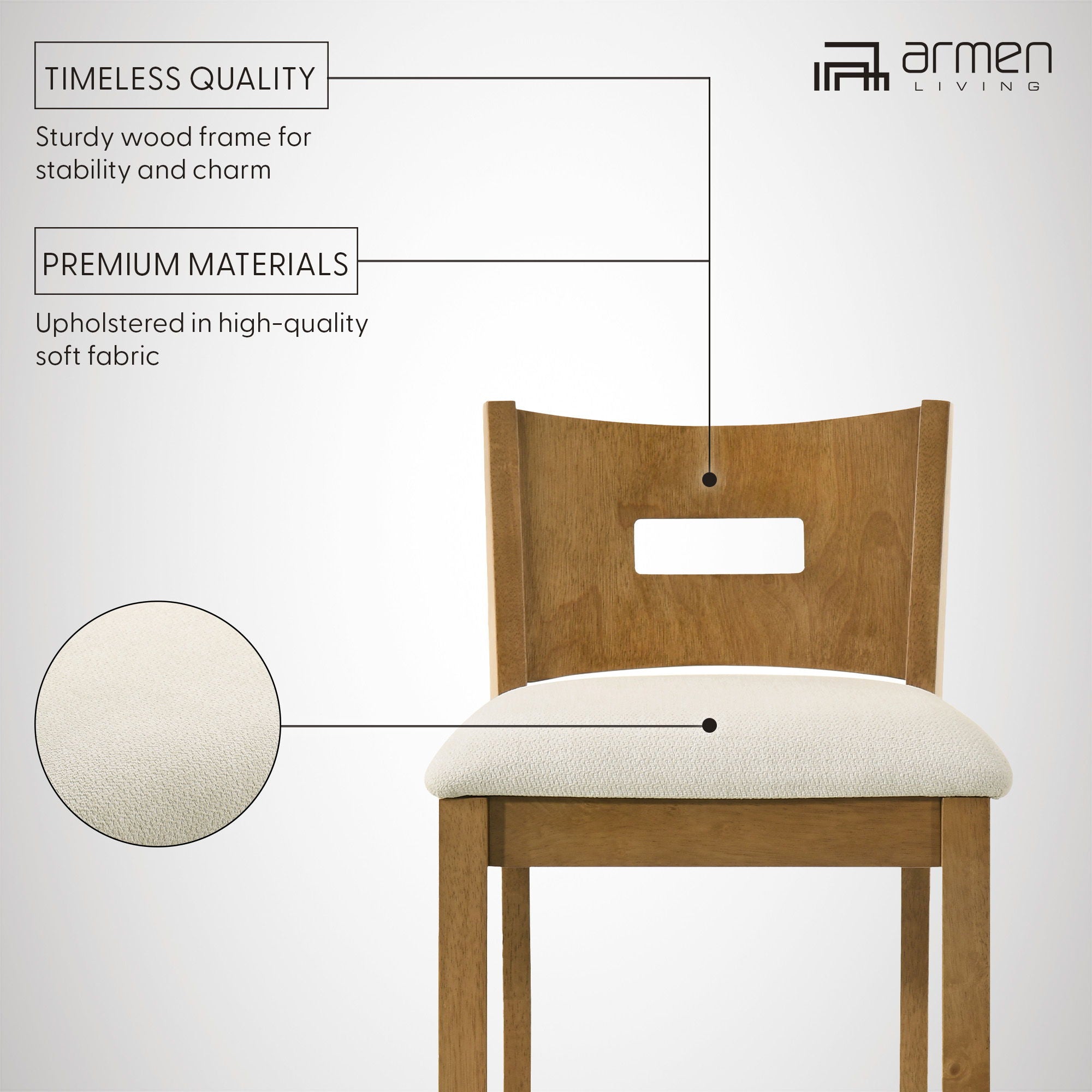 Ren - 30" Bar Height Rubberwood Barstool