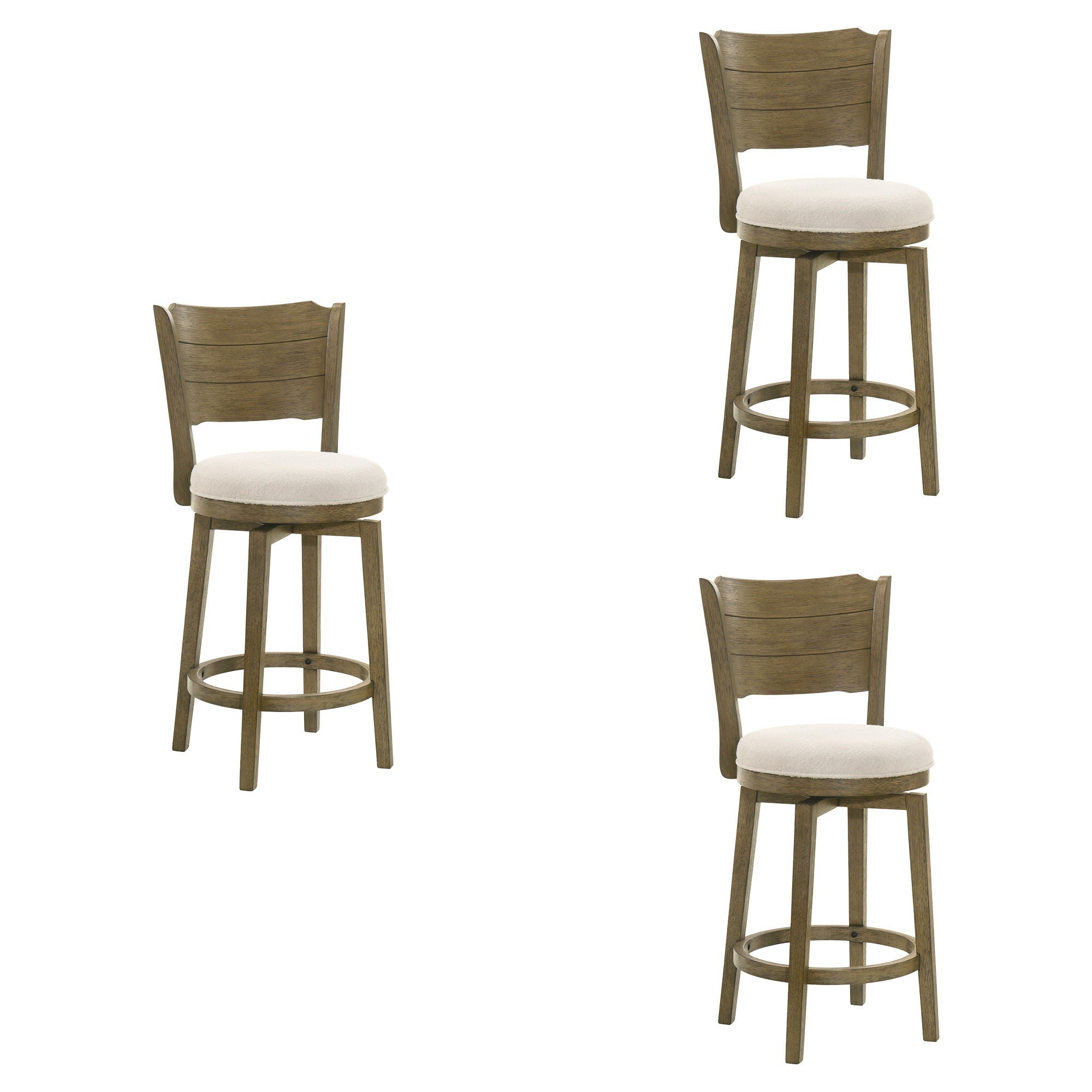 Winsley - Coastal Modern Swivel Wood Counter Height Kitchen Bar Stool