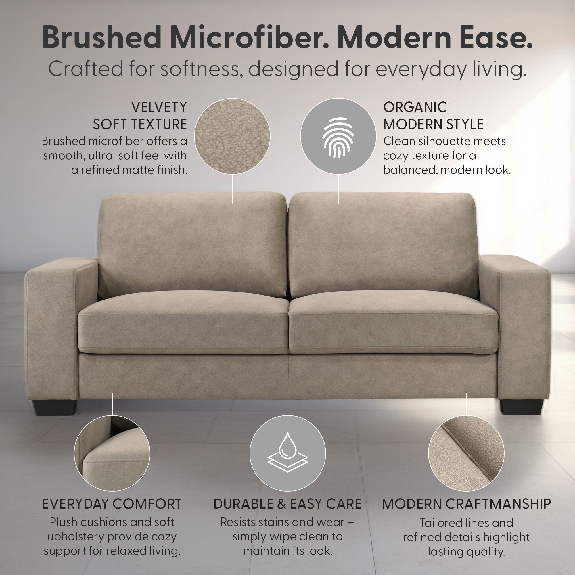 Yvonne - Fabric Sofa With Track Arms