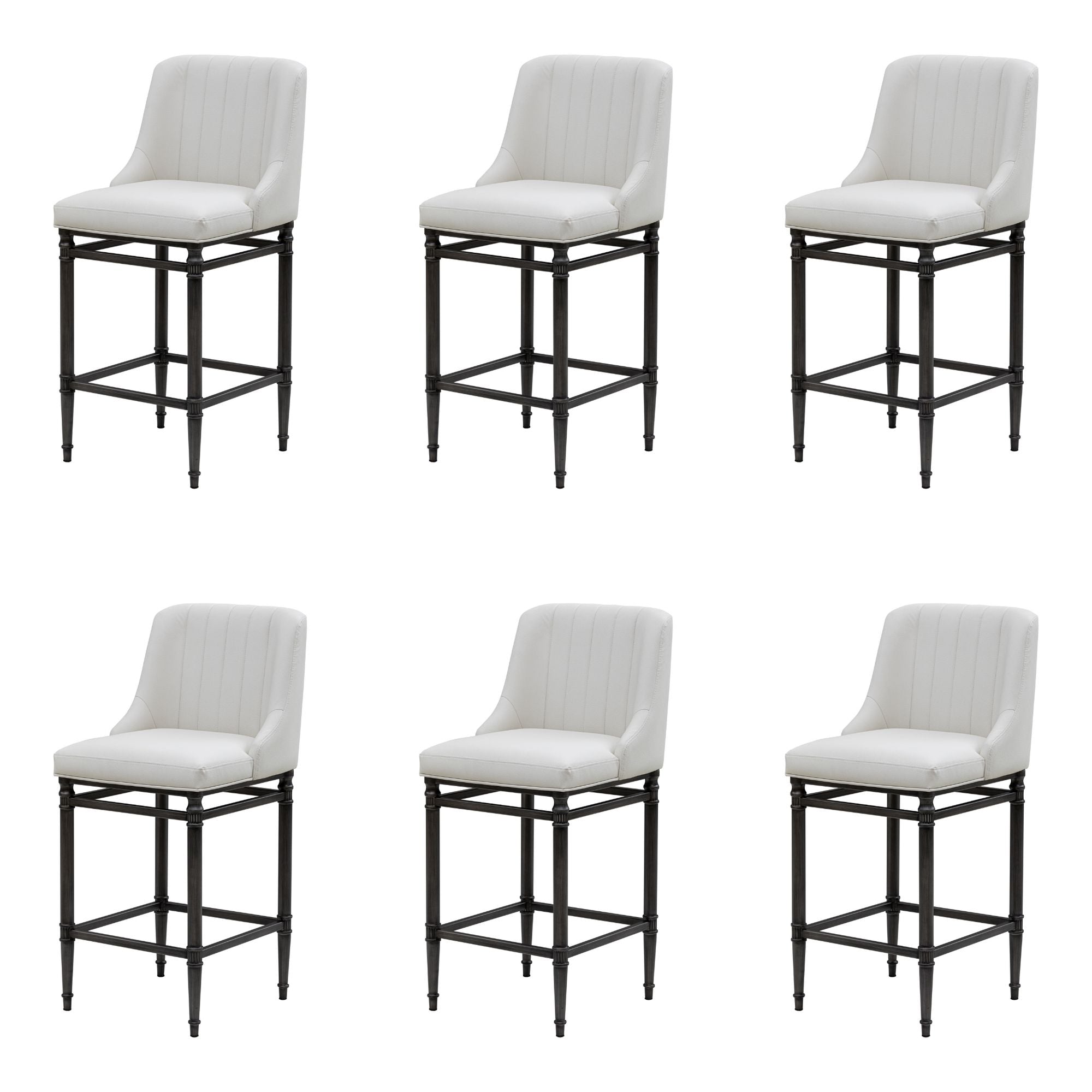 Marvin - Steel Frame Faux Leather Upholstered Bar Height Barstool