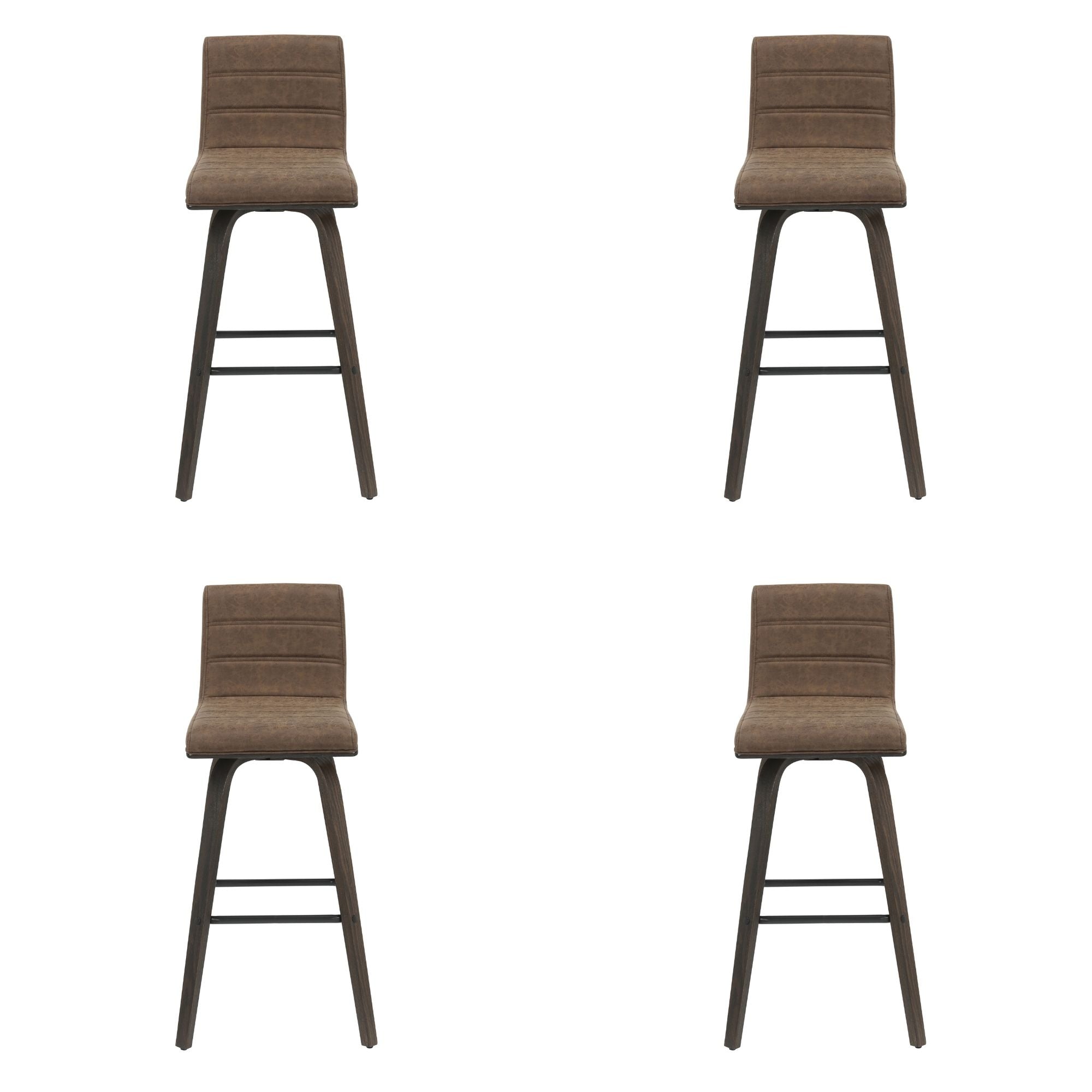 Vienna - 39.5" Swivel Bar Height Square Back Wood Bar Stool With Faux Leather Seat