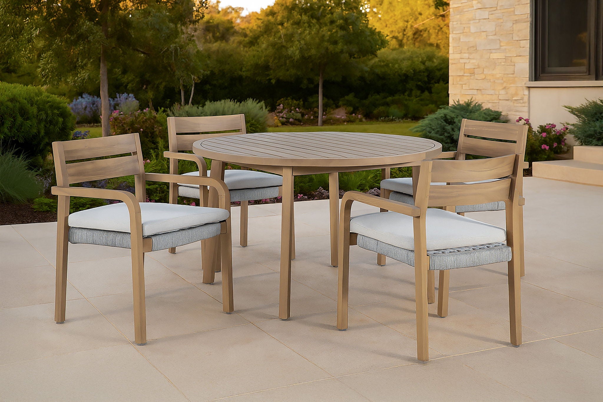 Arden - Wood And Wicker Patio Dining Chair (Set of 2) - Natural / Brown